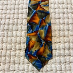 Vintage J. Garcia Blue and Orange Geometric Silk Tie